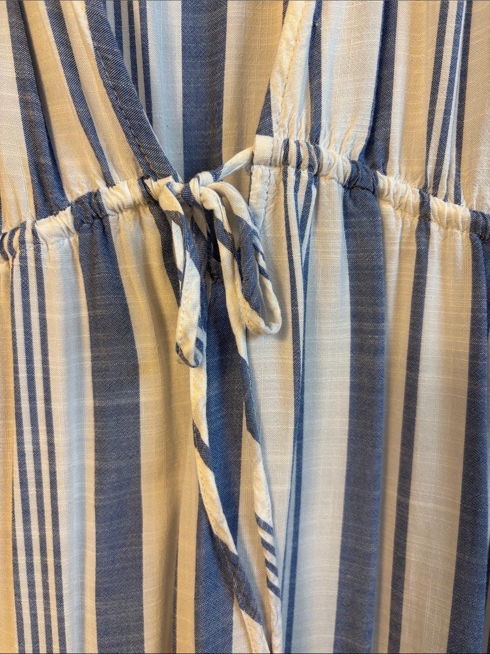 blue island Blue and White Vertical Stripe Maxi Tiered Dress Coverup - Picture 4 of 8